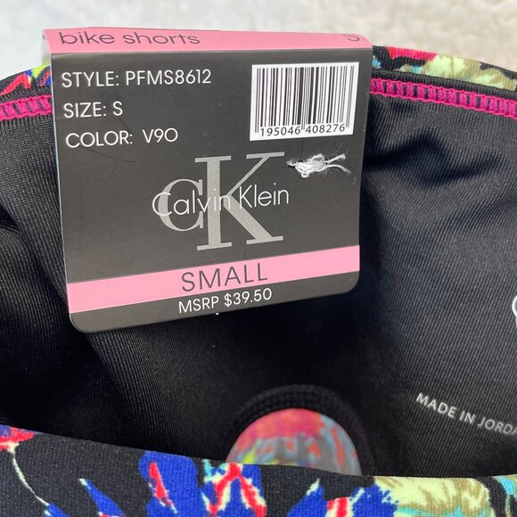 SMALL - CALVIN KLEIN - Floral Bike Shorts 9" Inseam with Pockets Compression NEW - Picture 5 of 7